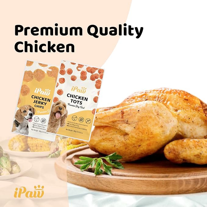 iPaw 2 Saver Combo Chicken Tots Dog Treats for Puppy Training, All Natural Human Grade Dog Treat, Hypoallergenic, Easy to Digest (Chicken Tots), 2 Packs