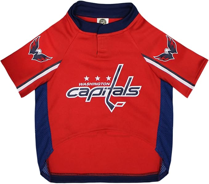 Pets First NHL Washington Capitals Jersey for Dogs & Cats, Large. - Let Your Pet Be A Real NHL Fan!