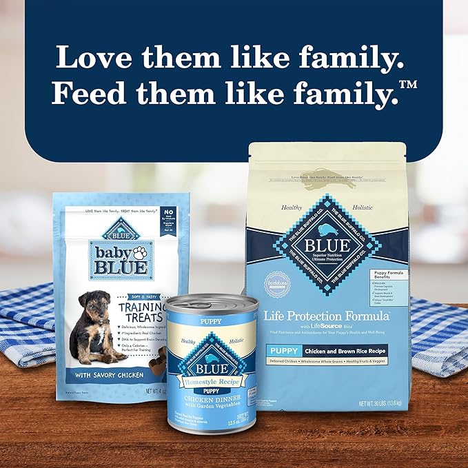 Blue Buffalo Homestyle Recipe Puppy Wet Dog Food, Made with Natural Ingredients, Chicken Dinner with Garden Vegetables & Brown Rice, 12.5-oz Cans, 12 Count (Pack of 2)