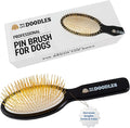 We Love Doodles Pin Brush for Dogs, Pet Grooming Detangler Pin Dog Brush, Dog Brush for Shedding and Removing Loose Fur, Lightweight Beech Wood with Gold Plated Pins for Long Hair Pets