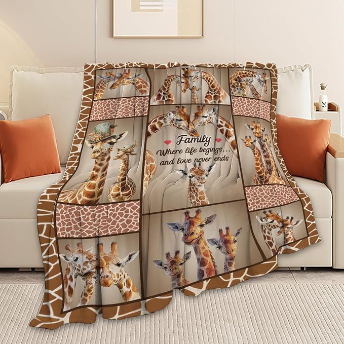 Giraffe Throw Blanket Giraffe Stuff Gifts for Kids Girls Boys Adults Women Men Soft Cozy Warm Plush Fluffy Fuzzy Fleece Blanket Decor 60''X80''