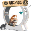 White 48'' XL Cat Wheel - Cat Wheels for Indoor Cats Which Doesn't Negatively Affect Your Cat's Spine - 15.7'' Extra Wide White Exercise Wheel - Fits 2 Cats Side-by-Side, 1-Year Warranty