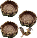 3 Pack Small Reptile Food Bowls, Reptile Feeding Terrarium Bowls for Bearded Dragon Lizard Frog Gecko Tortoise Hermit Crab Snail (Brown)