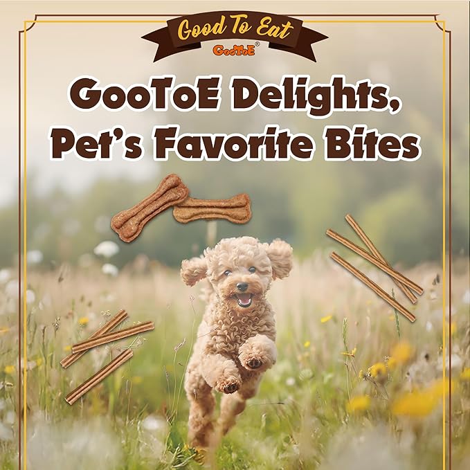 Gootoe Buffalo Dog Treats, Natural Low-Fat Chews for Training & Rewards, Limited Ingredient, Puppy Treats for Small Dogs & Puppies, Resealable Bag, Buffalo Bites Bone Shaped, 1.5 lb