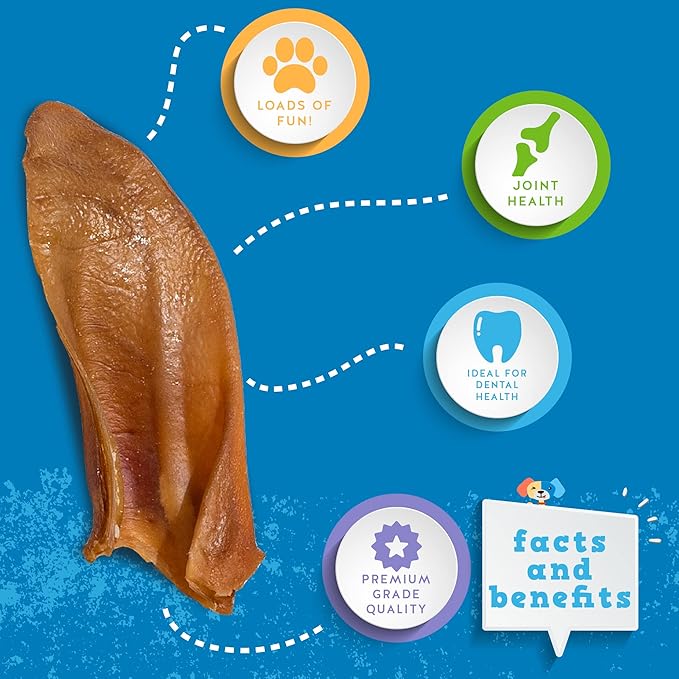 Jack&Pup Half Pig Ears for Dogs, All Natural Single Ingredient Pigs Ears Halves - Premium Dog Ear Treat - Dog Chew Treats for Large and Small Breeds (18 Pack)