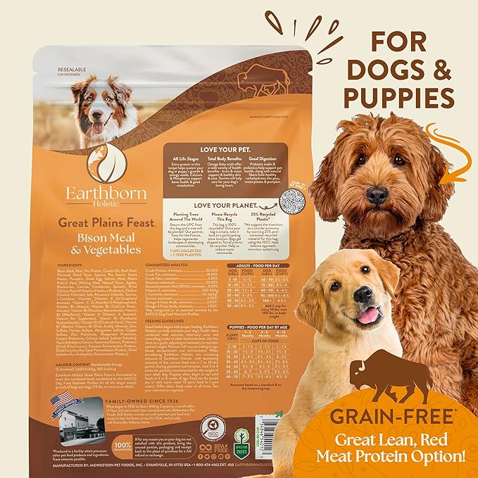 Earthborn Holistic Great Plains Feast 25 lb. Bison Meal & Vegetables Grain-Free Dry Dog Food