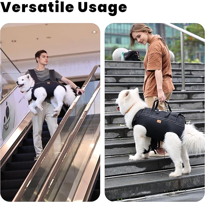 Dog Lift Harness Backpack Carrier for Large Dogs, Full Body Sling with Handle, Dog Harness for Joint Injuries, Arthritis, Ideal for Stairs, Elderly Dogs (Large 20-29 LBS)