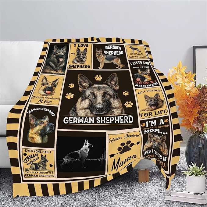 German Shepherd Throw Blanket German Shepherd Puppy Stuff Gifts for Dog Lover Kids Girls Boys Adults Women Men Soft Cozy Warm Plush Fluffy Fuzzy Fleece Blanket Decor 60''X80''