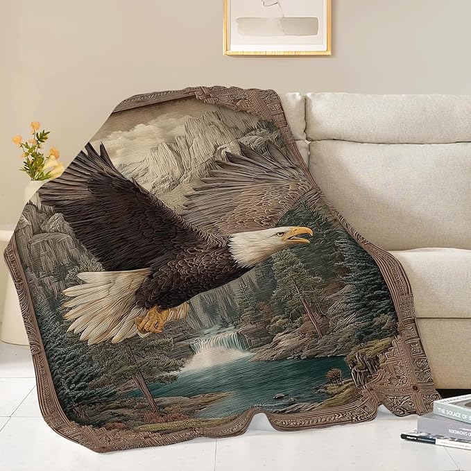 Bald Eagle Throw Blanket Eagle Stuff Gifts for Kids Girls Boys Adults Women Men Soft Cozy Warm Plush Fluffy Fuzzy Fleece Blanket Decor 60''X80''
