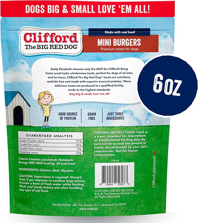 Clifford The Big Red Dog Soft Training Treats for Puppies and Dogs – Healthy, High Protein, Grain Free, Soft Puppy Treats for Small Dogs and Large – Real Chicken Sausage – 6oz
