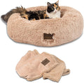 Pet Craft Supply Ultra Plush Calming Anti-Anxiety Pet Bed - Includes Super Soft Comfort Blanket - Great Medium Dog Bed Small Dog and Cat Bed;Cream