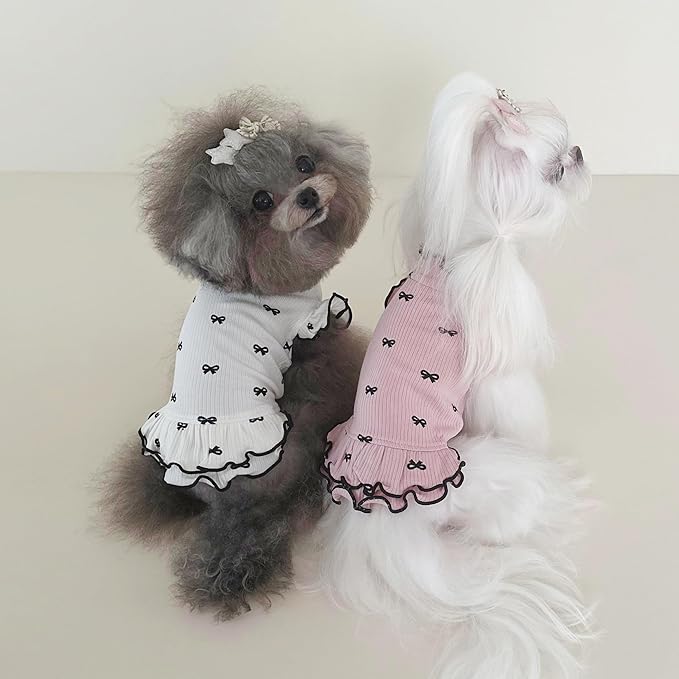 Small Dog Clothes Extra Small Dogs Spring Summer Dress Cute Soft and Breathable Outfits for Female Chihuahua Shih Tzu Yorkshire Puppy Cats (Pink Dress, Small)