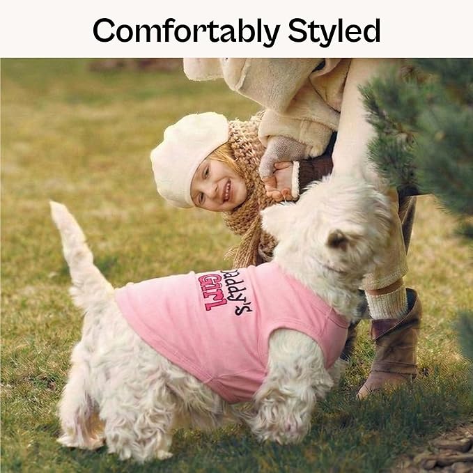 Parisian Pet Dog Shirt – 100% Cotton Shirts for Large Dogs – Pink Sleeveless Puppy Clothes – Lightweight and Breathable Dog Apparel – Girl Dogs Clothes - Stretchy Daddy’s Girl Pet Shirt