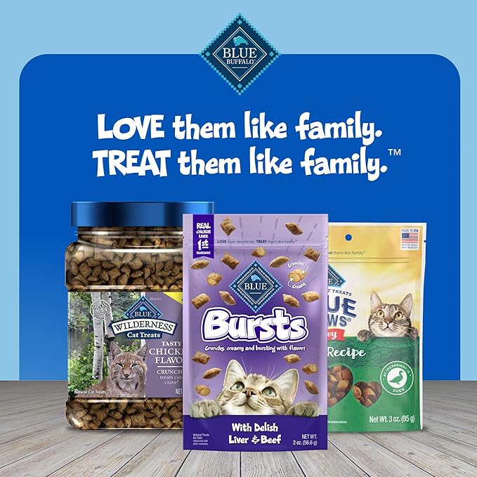 Blue Buffalo Bursts Crunchy & Creamy Cat Treats, Great for Training, Delish Liver & Beef, 5-oz Bag