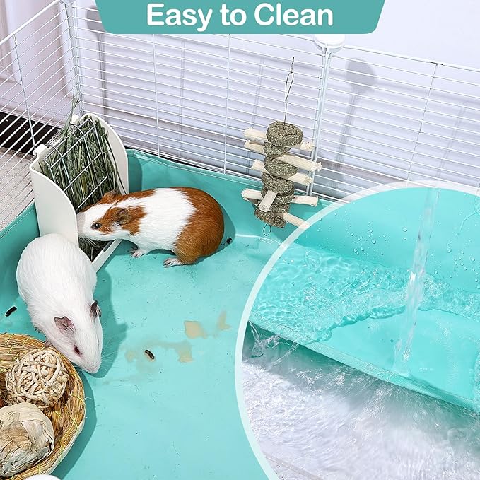 Glittme Guinea Pig Cage Liner, Waterproof Liner for Guinea Pigs, Guinea Pig Bedding with Tarp Bottom for Grid Cage, Cage Liners for Guinea Pig, Bunny, Hamster, Rabbit,Not Include Cage,47 * 24 inches