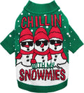 Fitwarm Chillin with My Snowmies Dog Ugly Christmas Sweater, Winter Dog Clothes for Small Dogs Girl Boy, Pet Holiday Sweatshirt, Xmas Snowman Outfit, Red, White, Large