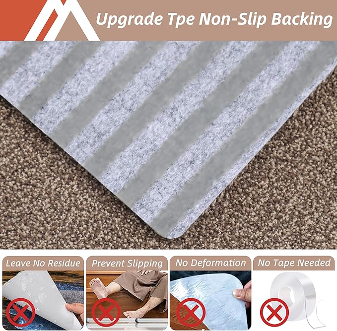 COSY HOMEER Stair Treads Non-Slip Carpet Mat 28inX9in Indoor Stair Runners for Wooden Steps, Stair Rugs for Kids and Dogs, 100% Polyester TPE Backing 7pcs,Beige,Protect Floor
