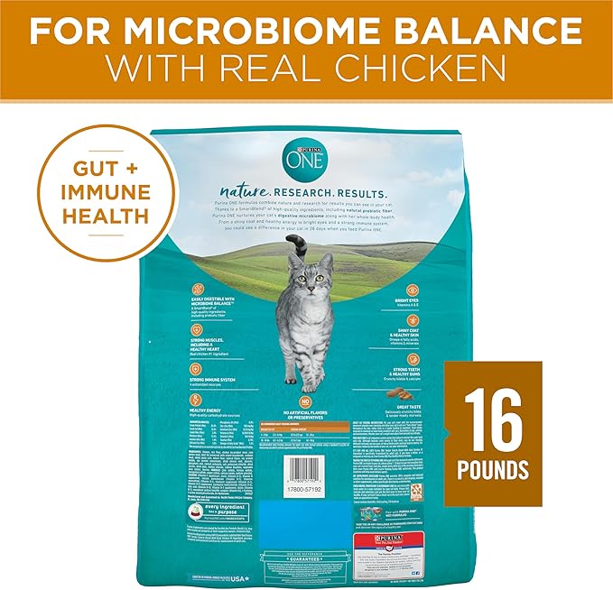 Purina ONE Natural Dry Cat Food, Tender Selects Blend With Real Chicken - 16 Lb. Bag