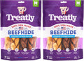 USA Beefhide Braids 7-8" Dog Chew Treats - Chicken & Beef Flavor, 7 Count/2 Pack