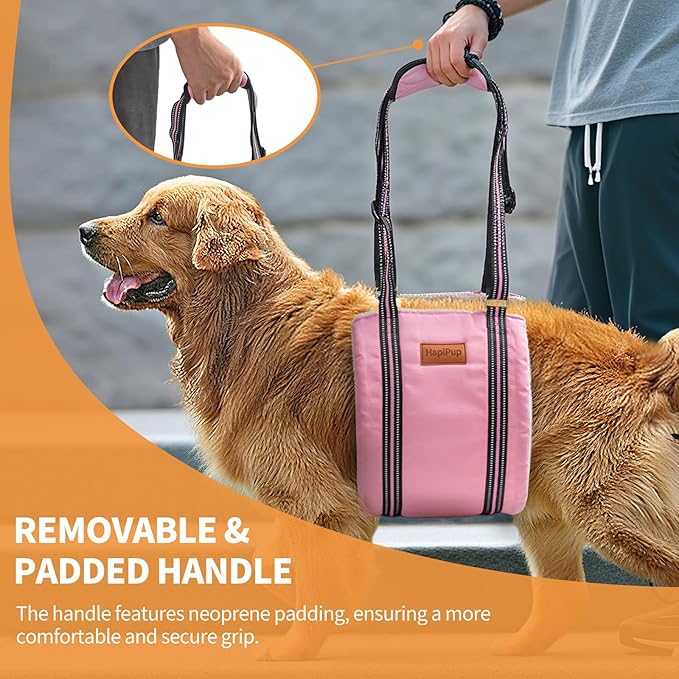 Dog Lift Harness for Large Dogs, Adjustable Comfortable Dog Sling with Handle, Knee & Rear Leg Support for Torn ACL Rehabilitation, Weak Rear Legs, Helps Senior, Disabled Canines(Pink,XL)
