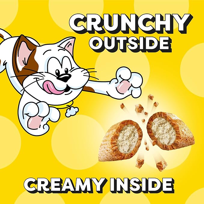 Temptations Jumbo Stuffed Cat Treats, Crunchy and Soft Cat Treats, Tasty Chicken Flavor, 2.5 oz. Pouch (Pack of 12)