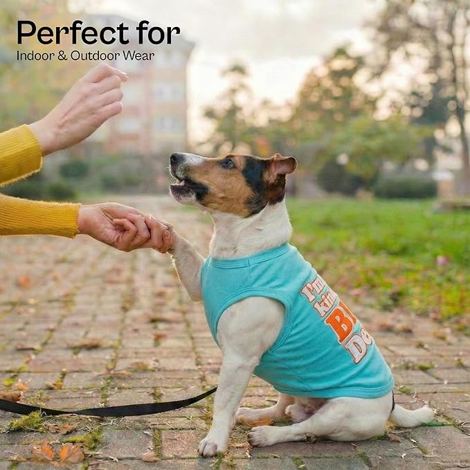 Parisian Pet Dog Shirt – 100% Cotton Shirts for Small Dogs – Sleeveless Big Deal Pet Vest – Lightweight and Breathable Dogs Apparel – Cute Summer Dog Clothes - Stretchy T Shirts for Pets