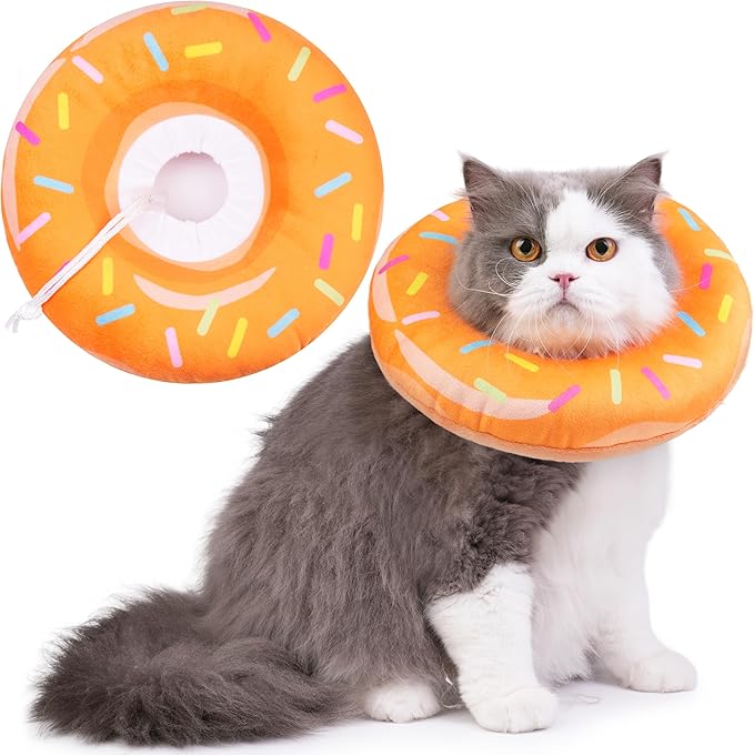 Hpetppy Cat Cone Collar Soft, Cat Recovery Collar for Wound Healing Cute Donut Adjustable Kittens Cones to Stop Licking Comfortable Lightweight Neck Elizabethan Collars for Cats Kittens After Surgery