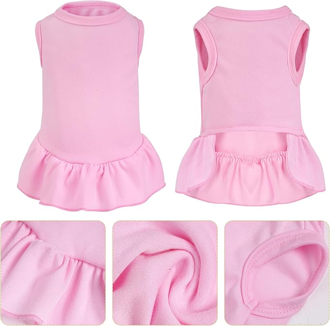 Dog Dresses Cat Skirt Solid Color Dog Clothes Summer Sleeveless Puppy Girl Clothes for Small Pet Dogs Cats (Pink, Medium)