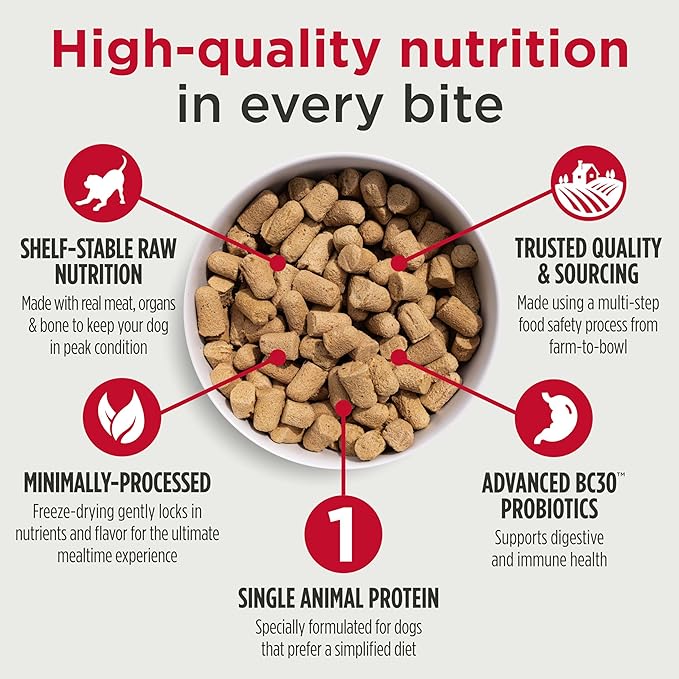Nulo Freeze-Dried Raw Beef Recipe with Apples Complete and Balanced Dry Dog Food Kibble, 8 Ounce Bag