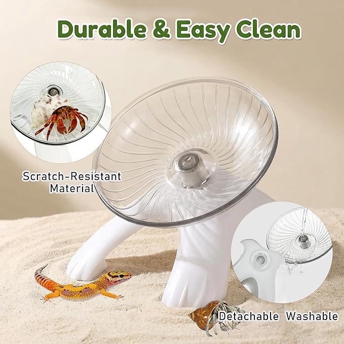 Silent Hermit Crab Running Wheel Toy, Hamster Exercise Wheel, Small Animal Climbing Toy for Gecko, Jumping Spider, Rats and Hermit Crabs Cage & Tank Accessory (Diameter 5.2")