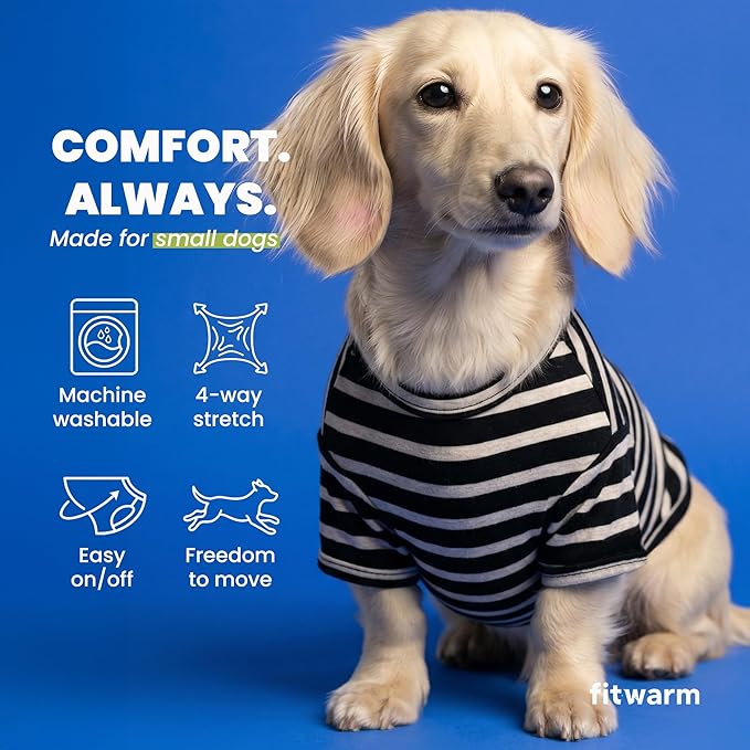 Fitwarm 3 Pack Color Block Striped Dog Shirt, Summer Dog Clothes for Small Dogs, Breathable Lightweight Pet Tshirt with Sleeves, Cat Outfit, Oliver Green, Grey, Black, XL