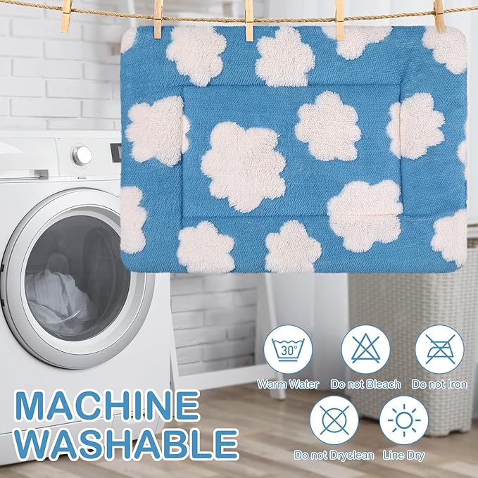 Haull 4 Pcs Waterproof Guinea Pig Bedding Guinea Pig Bed Plush Cage Liners Soft Rabbit Dog Crate Pad Cat Mat Reversible Cozy Animal Pee Pad Hamster Bunny Mat Accessory(White Cloud,13 x 18.5 Inch)