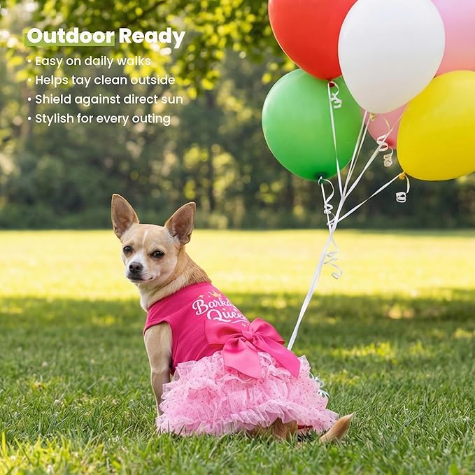 Fitwarm Barkday Queen Dog Tutu Dress, Birthday Clothes for Small Dogs Girl, Pet Outfit, Light Pink, Hot Pink, XS