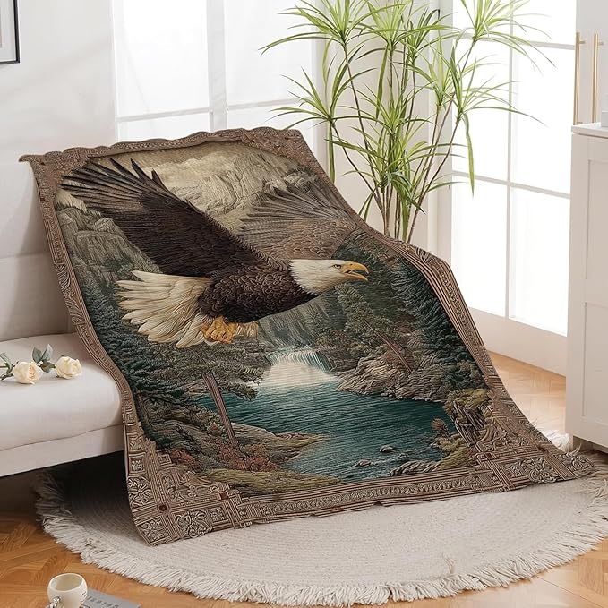 Bald Eagle Throw Blanket Eagle Stuff Gifts for Kids Girls Boys Adults Women Men Soft Cozy Warm Plush Fluffy Fuzzy Fleece Blanket Decor 60''X80''