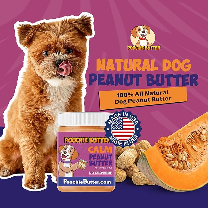 Dilly's Calm Dog Treats | Chunky Dog Peanut Butter with Calm, Natural Dog Snack (12oz Jar)