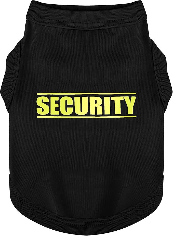 Discover Cozy Cotton Canine Wear: Soft, Lightweight, and Breathable Dog Shirt Vest with Eye-Catching Graphics(Security), Keeping Your Furry Friend Warm and Comfy! Black XL