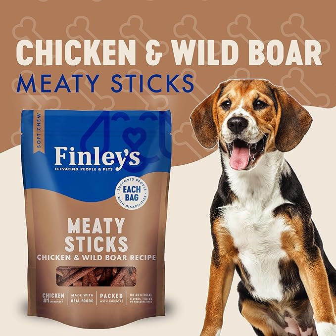 Finley's Chicken & Wild Boar Meaty Sticks, Limited Ingredient Dog Treats with Real Meat, 12oz, 1 Pack