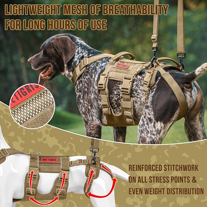 OneTigris Breathable Dog Lift Harness for Large Medium Sized Dogs, Dog Sing for Large Dogs Hind Leg Support, Dog Hip Support Brace Front Leg Vrace