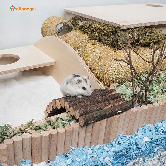 Niteangel Wooden Ladder Bridge, Hamster Mouse Rat Rodents Toy, Small Animal Chew Toy