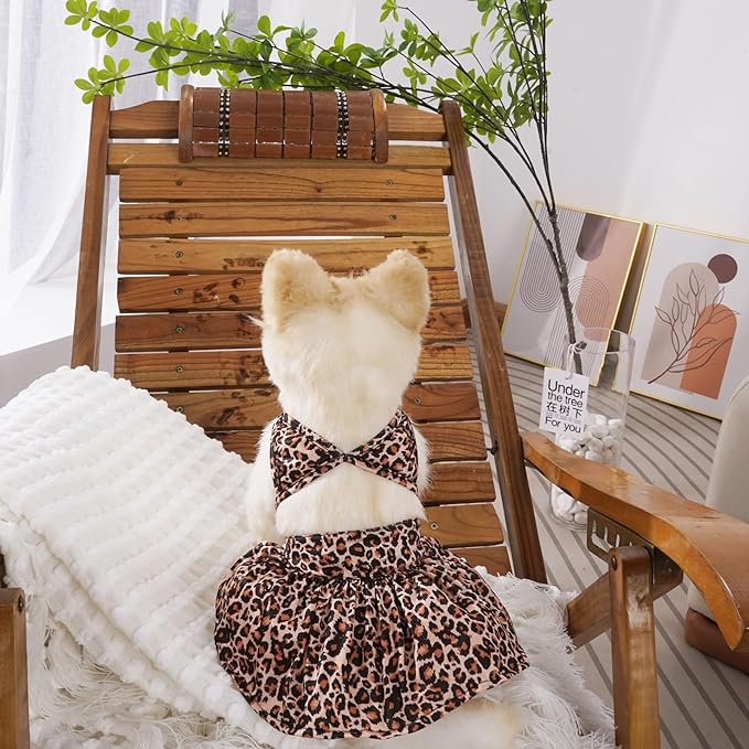 Junchl Small Dog Bikini,Summer Pet Swimsuit Puppy Bathing Dress Beach Clothes, Hawaiian Party Pet Costume Outfit for Puppy Cat Kitten Leopard L