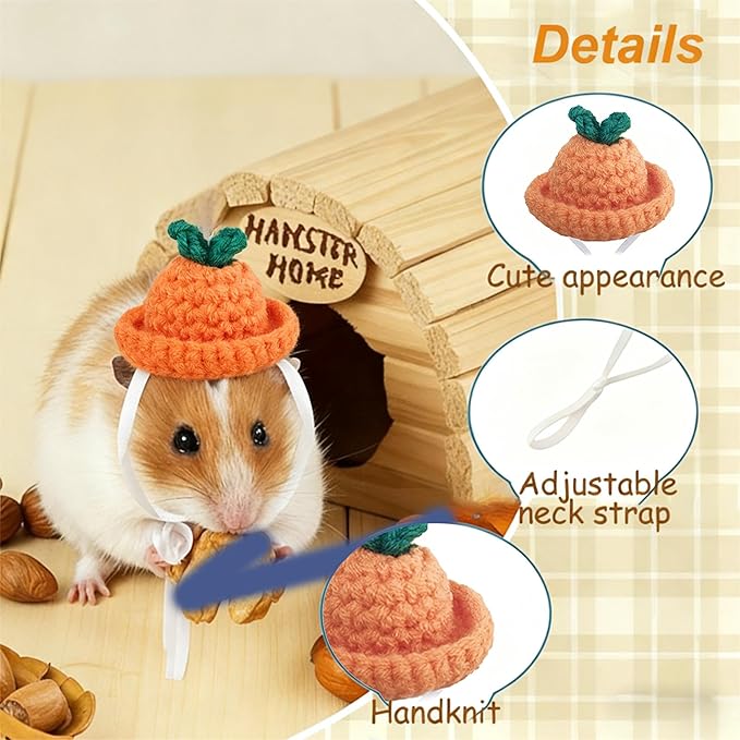 Hamster Hats Mini Party Hats for Small Animals, 12 Pcs Cute Hand Knitted Tiny Hats for Snakes Lizards Bearded Dragon Guinea Pig Bunny Reptile Pets Holiday Clothes Party Costume Accessories