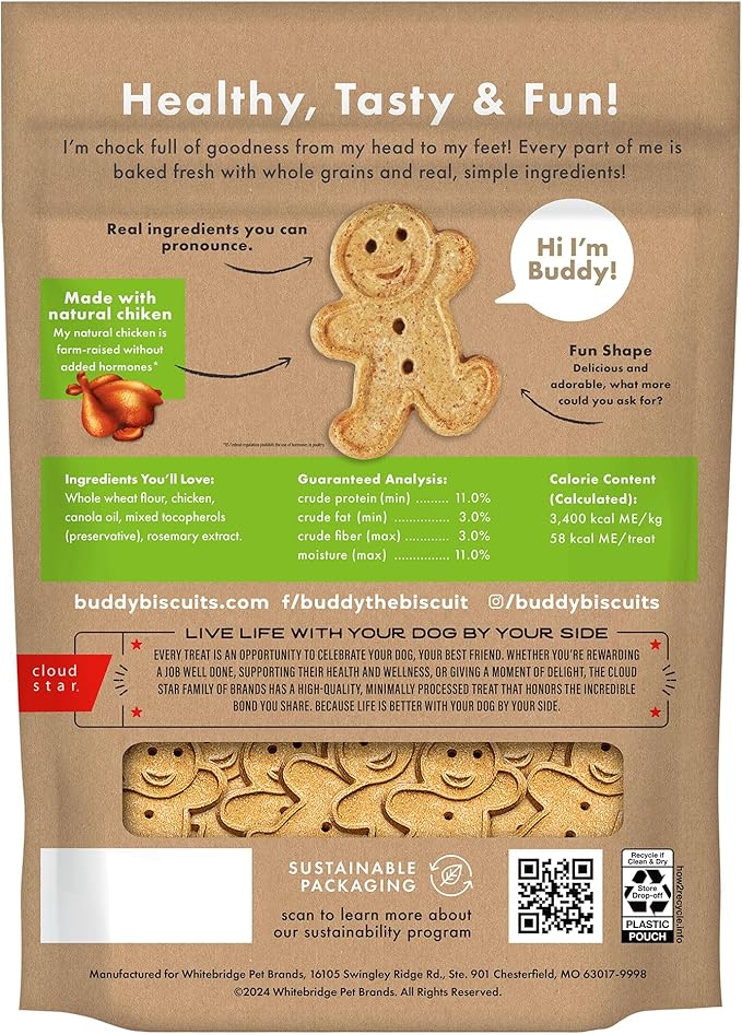 Buddy Biscuits 3.5 lbs. Bag of Crunchy Dog Treats Made with Roasted Chicken