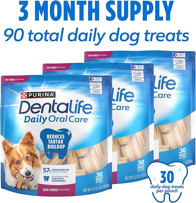 Purina DentaLife Daily Oral Care Dog Dental Chews for Small and Medium Breed Dogs - 90 ct.