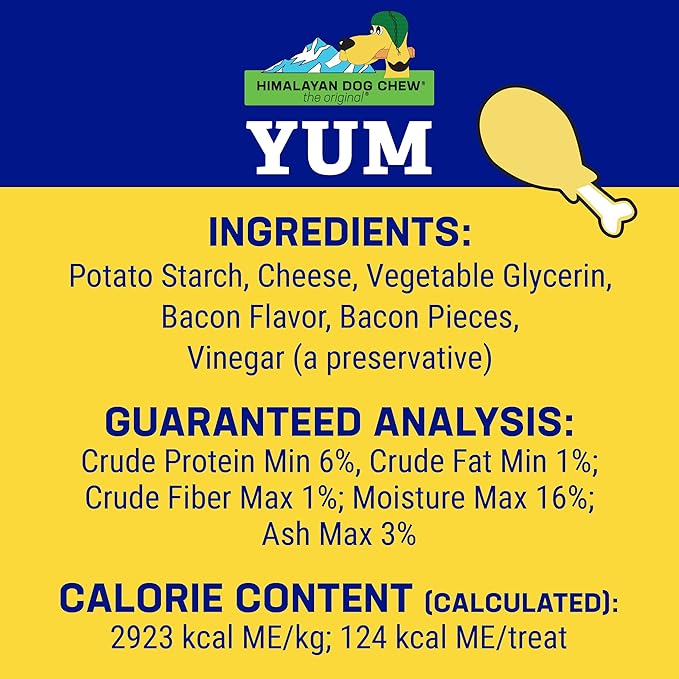 Himalayan Dog Chew Yak Cheese Dog Chews,Lactose Free & Grain Free,USA Made,for All-Dog Breeds,Medium Density Cheese Chew,Resealable Pouch with 3 YUM Treats,Chicken Flavor,(Pack of 2)