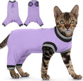 PUMYPOREITY Cat Recovery Suit for Hind Legs, Cat Surgical Spay Suit with Leg Sleeves to Stop Licking, Long Rear Sleeve Wound Cover Abdomen Kitten Onesie, Purple, XL