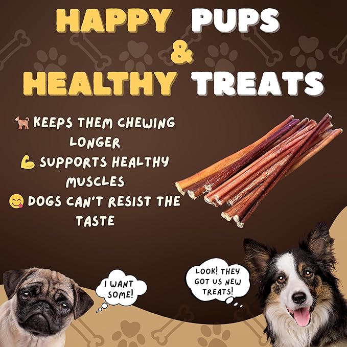 Woofley's 12 Inch Bully Sticks for Small Dogs - (15 Count) - Bully Sticks for Dogs - Long Lasting Dog Chews