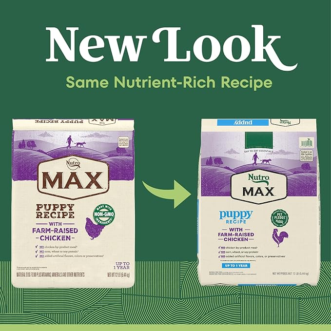 Nutro MAX Puppy Recipe Dry Dog Food with Farm-Raised Chicken, Dog Food Dry Puppy Kibble, 12 lb. Bag