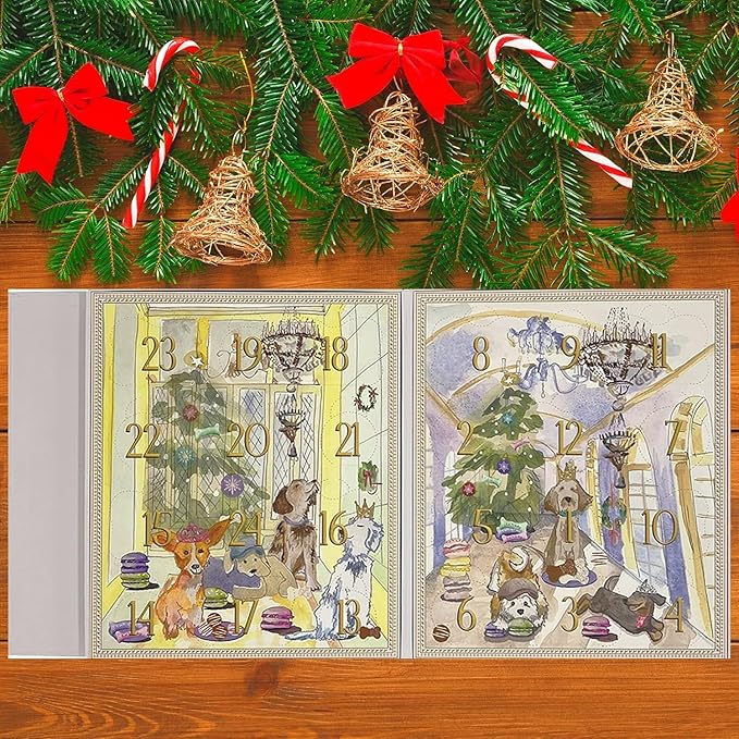 Bonne et Filou 2025 Dog Treats Advent Calendar - 24 Hand Designed Luxury Macarons, Truffles & Bone Cookies Box, Christmas Box for Dogs, Advent Treats for All Breeds (24 Count)