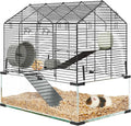 Hamster Cage Starter Kits, Guinea Pig Cage with 3-Layer Platform,Wheel,Water Bottle, Hideout,Bowl Accessories, Pet Rat Cage for Chinchillas, Hedgehog, Syrian, Gerbil-Chew Proof Metal