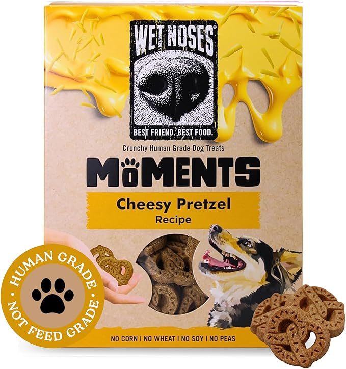 Wet Noses Moments Non-GMO Cheezy Pretzel Crunchy Dog Treats - 14oz | No Corn, Wheat, Soy or Peas, Made with 5 Simple Ingredients